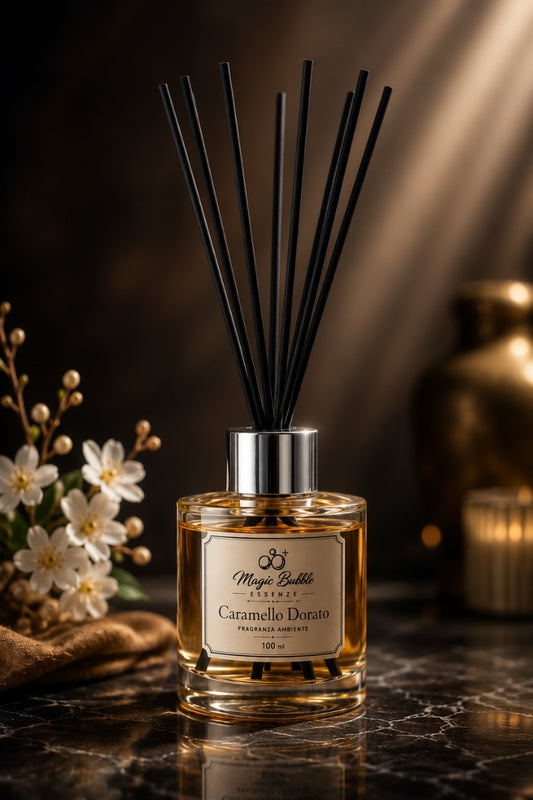 Diffusore Ambiente a Bastoncini Caramello Dorato – 100 ml
