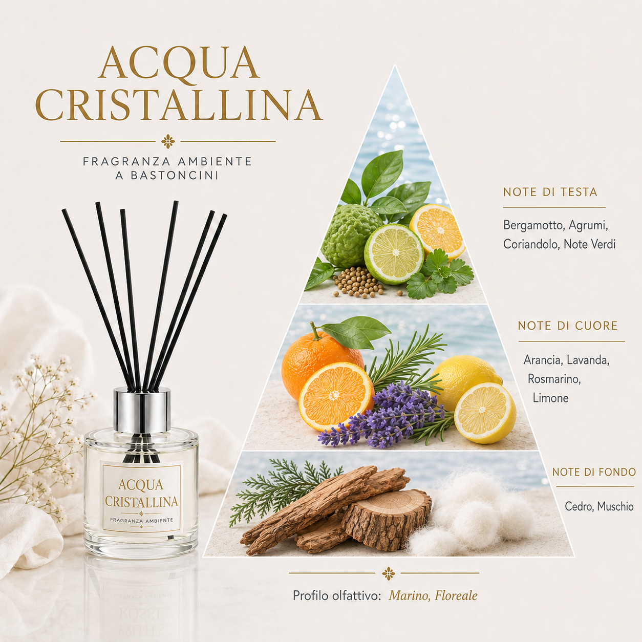 Diffusore Ambiente a Bastoncini Acqua Cristallina – 100 ml