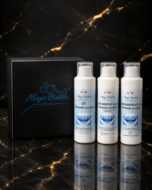 Box Diamante Assoluto – Essenza, Detersivo e Ammorbidente 3 × 250 ml