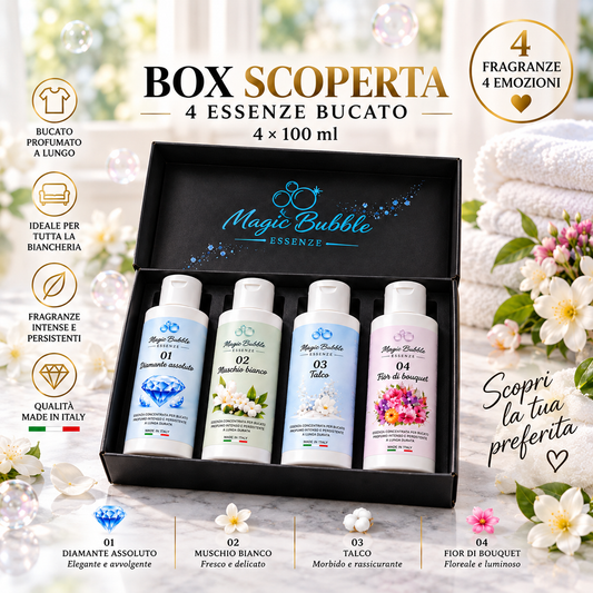 Box Scoperta – 4 Essenze Bucato Profumate da 100 ml